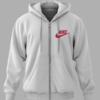 Nike Men's White Fleece Zip-Up Hoodie - Comfortable, Stylish, and Perfect for Any Occasion