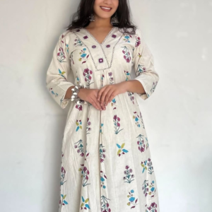 cotton kurta and pant set with intricate embroidery and vibrant prints, featuring a comfortable and stylish design perfect for casual and festive wear.